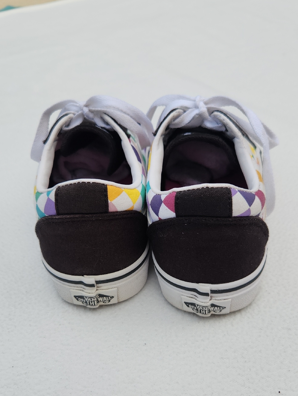 Vans Ward Multi-Color Rainbow Checkerboard Low Top Sneakers Women’s Size 8 - Picture 5 of 9